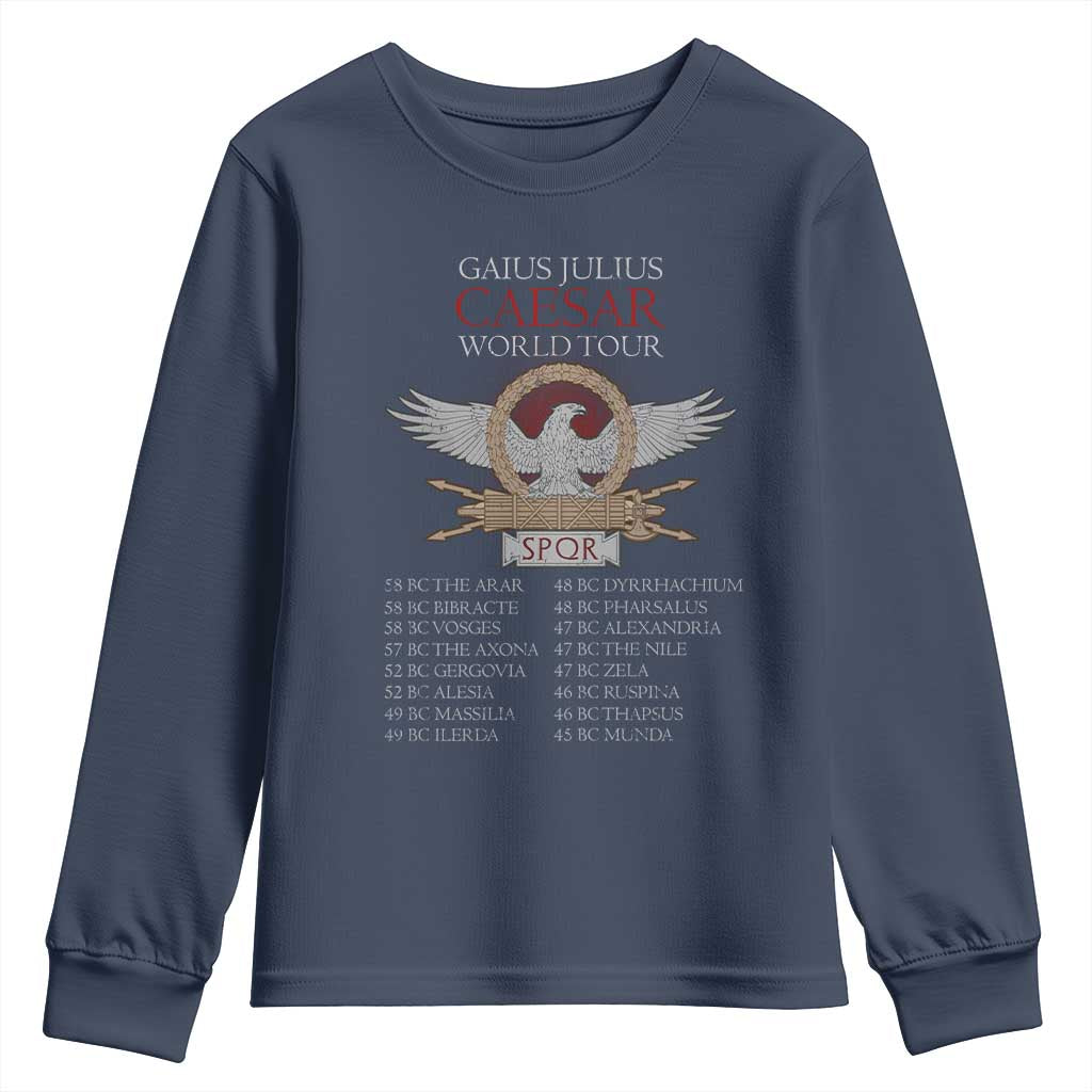 Julius Caesar World Tour Youth Sweatshirt SPQR Roman History TS09 Navy Print Your Wear