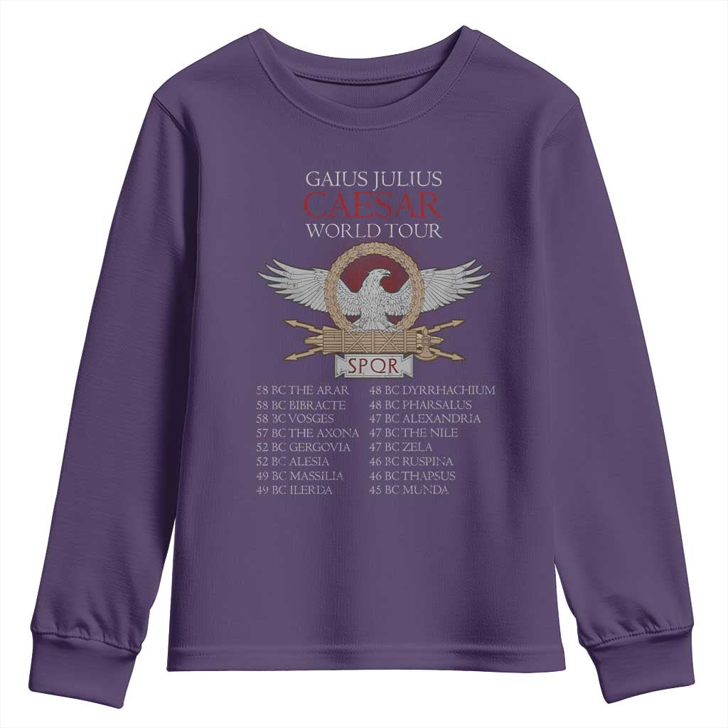 Julius Caesar World Tour Youth Sweatshirt SPQR Roman History TS09 Purple Print Your Wear