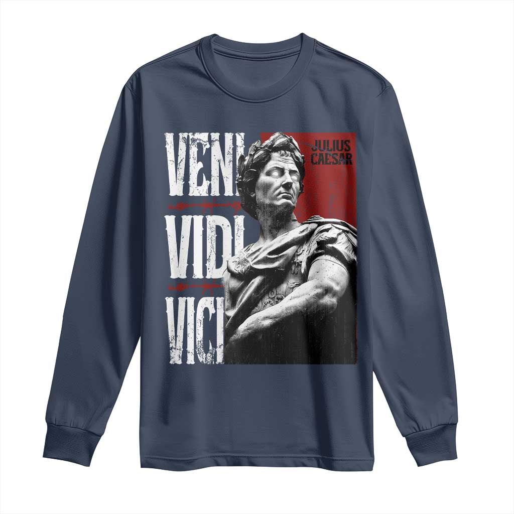 Julius Caesar Long Sleeve Shirt Veni Vidi Vici Latin Roman History TS09 Navy Print Your Wear