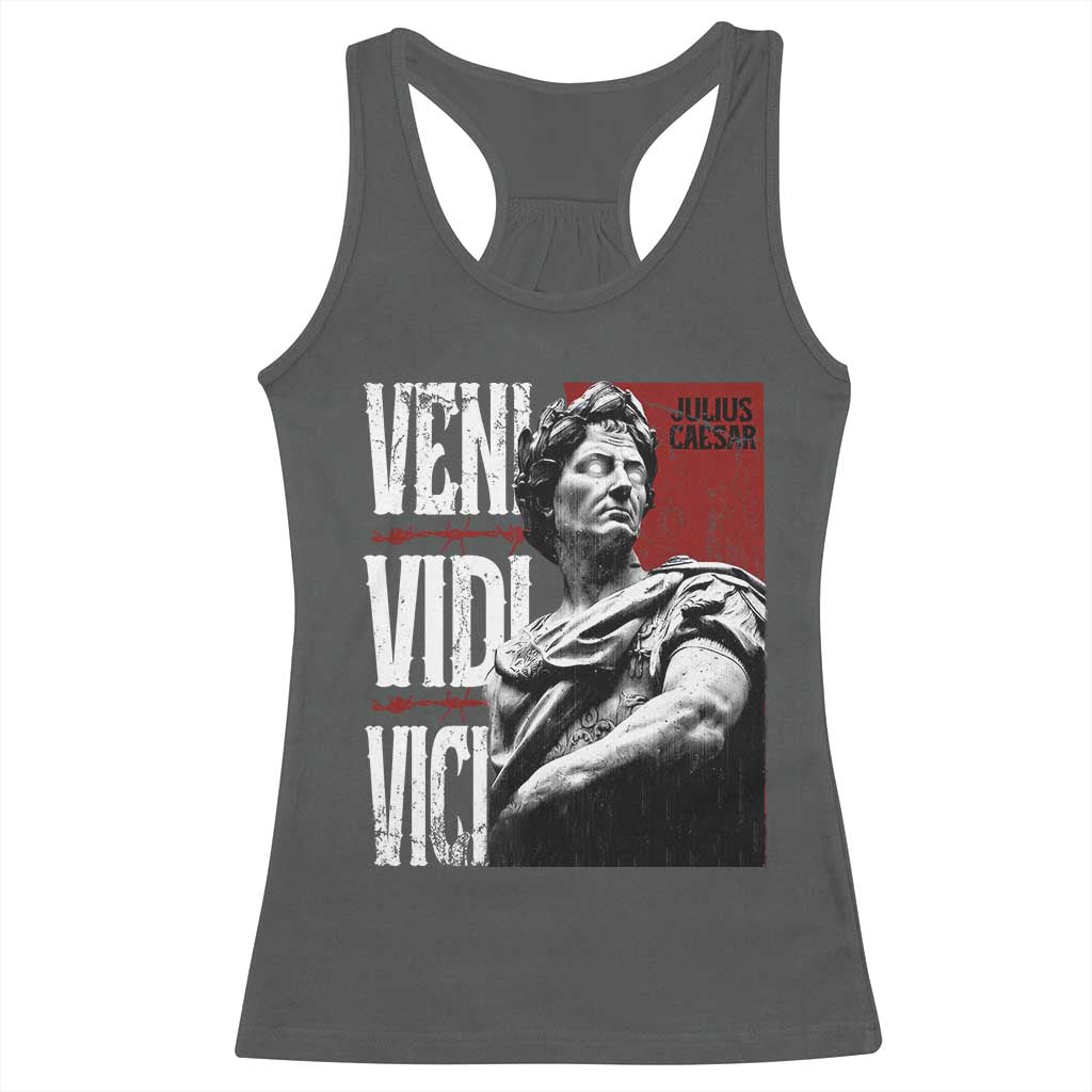 Julius Caesar Racerback Tank Top Veni Vidi Vici Latin Roman History TS09 Dark Heather Print Your Wear