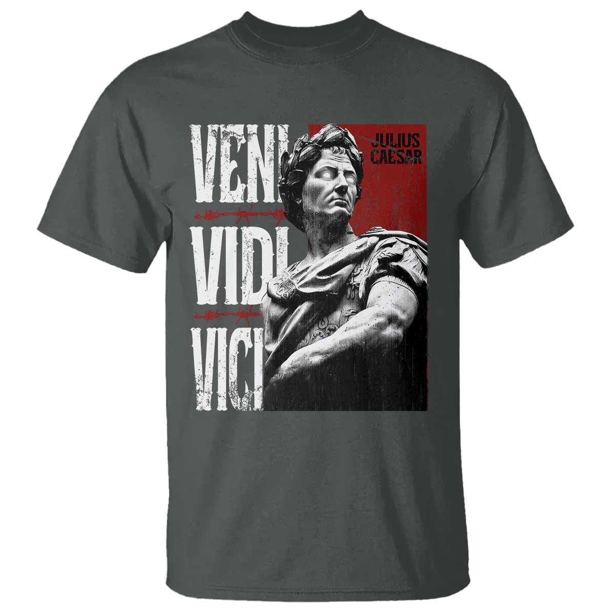 Julius Caesar T Shirt Veni Vidi Vici Latin Roman History TS09 Dark Heather Print Your Wear