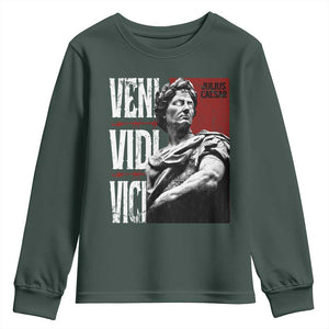 Julius Caesar Youth Sweatshirt Veni Vidi Vici Latin Roman History TS09 Dark Forest Green Print Your Wear