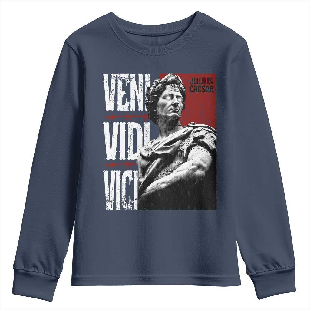 Julius Caesar Youth Sweatshirt Veni Vidi Vici Latin Roman History TS09 Navy Print Your Wear