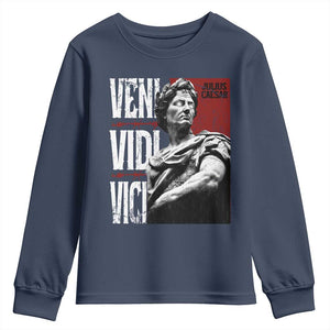 Julius Caesar Youth Sweatshirt Veni Vidi Vici Latin Roman History TS09 Navy Print Your Wear