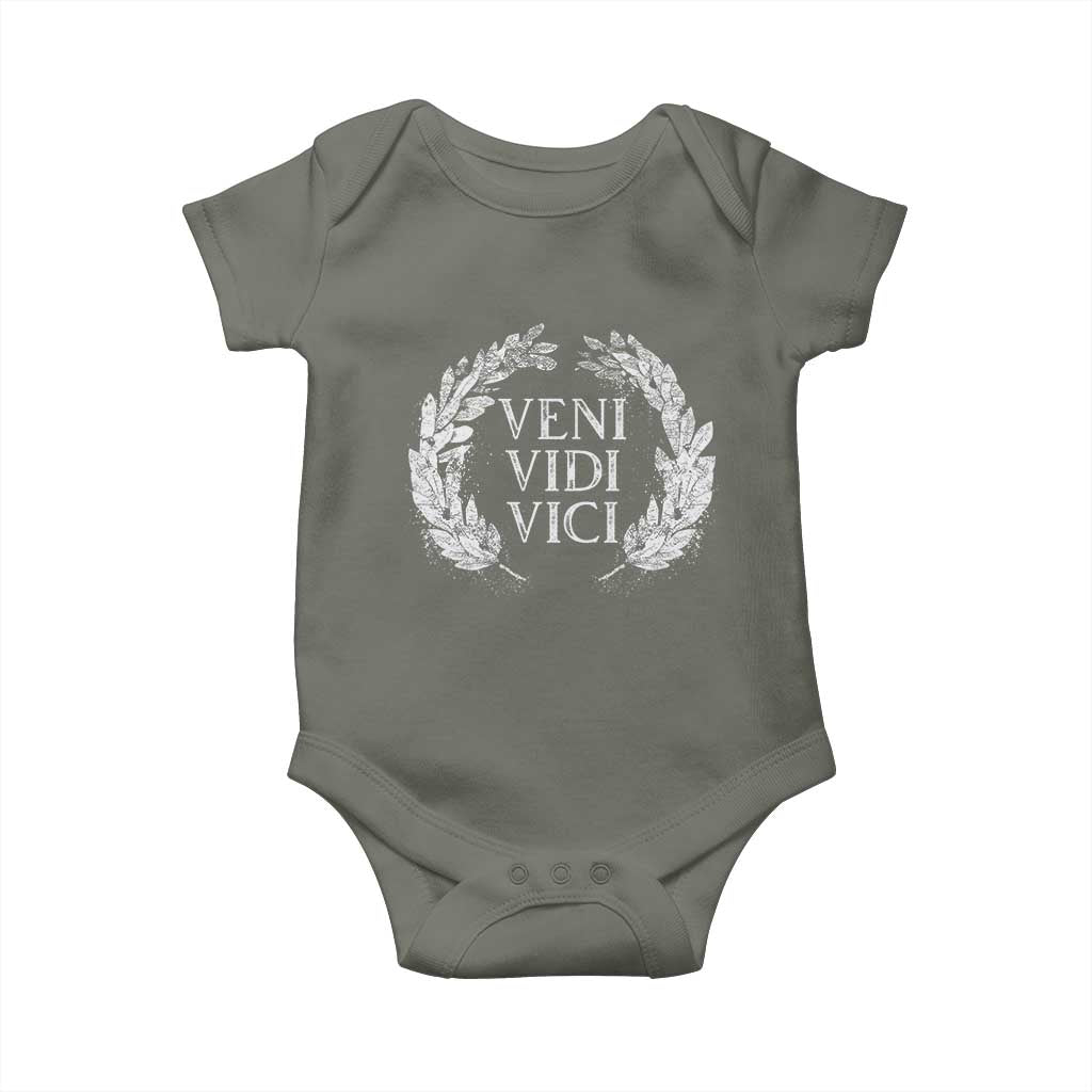 Julius Caesar Veni Vidi Vici Baby Onesie Latin Roman History TS09 Military Green Print Your Wear
