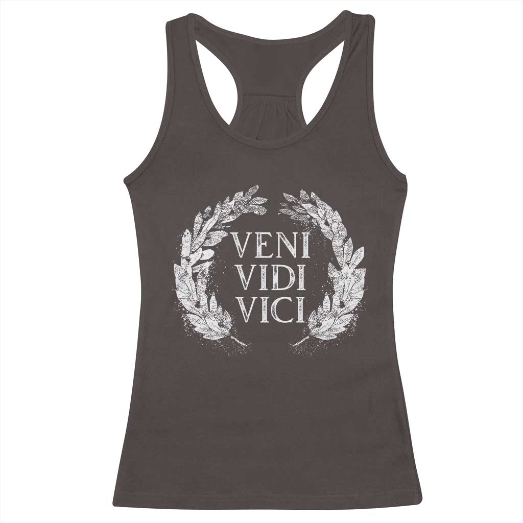 Julius Caesar Veni Vidi Vici Racerback Tank Top Latin Roman History TS09 Dark Chocolate Print Your Wear