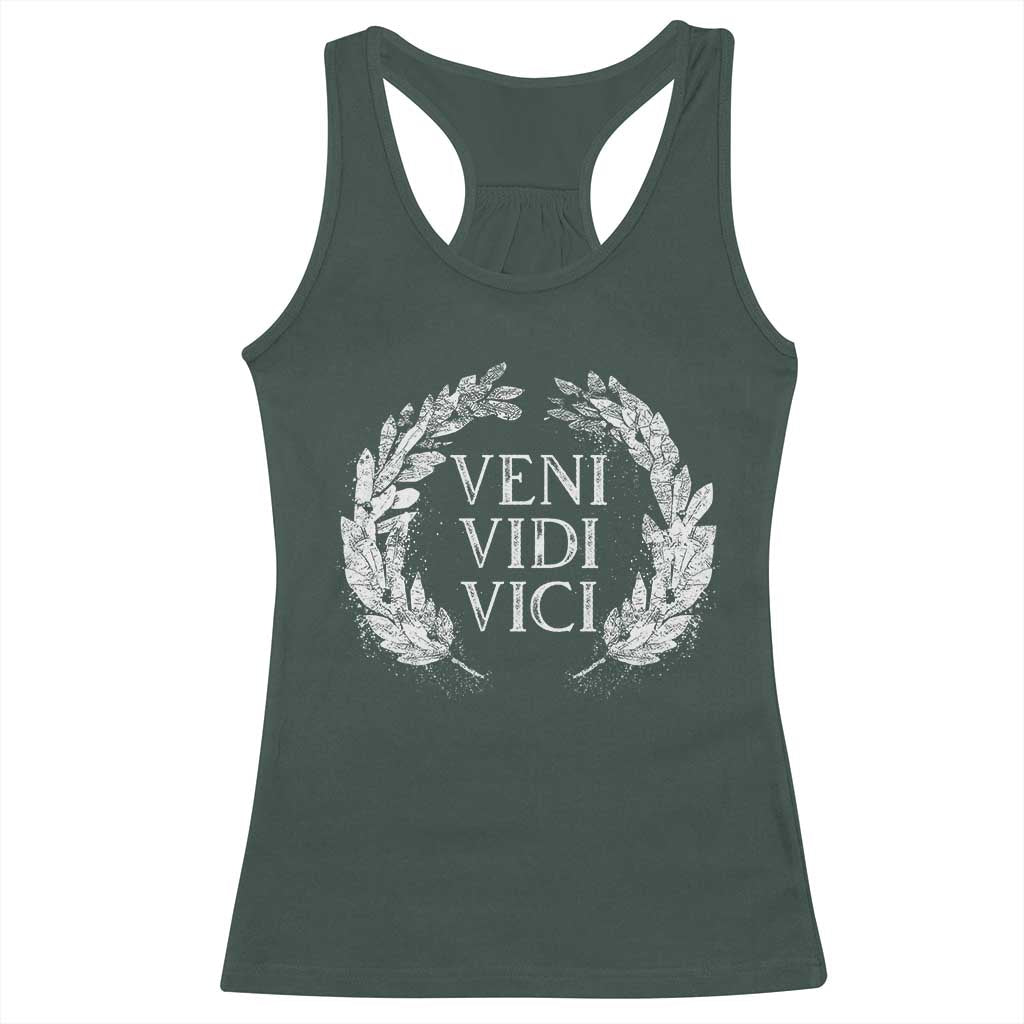 Julius Caesar Veni Vidi Vici Racerback Tank Top Latin Roman History TS09 Dark Forest Green Print Your Wear