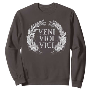 Julius Caesar Veni Vidi Vici Sweatshirt Latin Roman History TS09 Dark Chocolate Print Your Wear