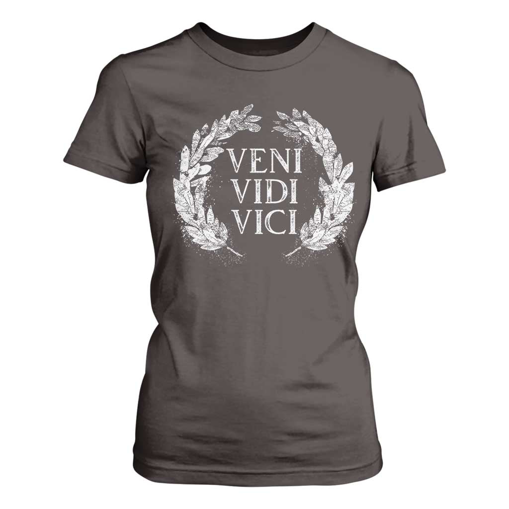 Julius Caesar Veni Vidi Vici T Shirt For Women Latin Roman History TS09 Dark Chocolate Print Your Wear