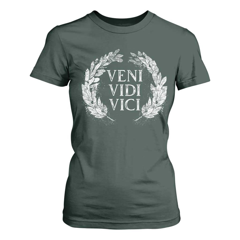 Julius Caesar Veni Vidi Vici T Shirt For Women Latin Roman History TS09 Dark Forest Green Print Your Wear