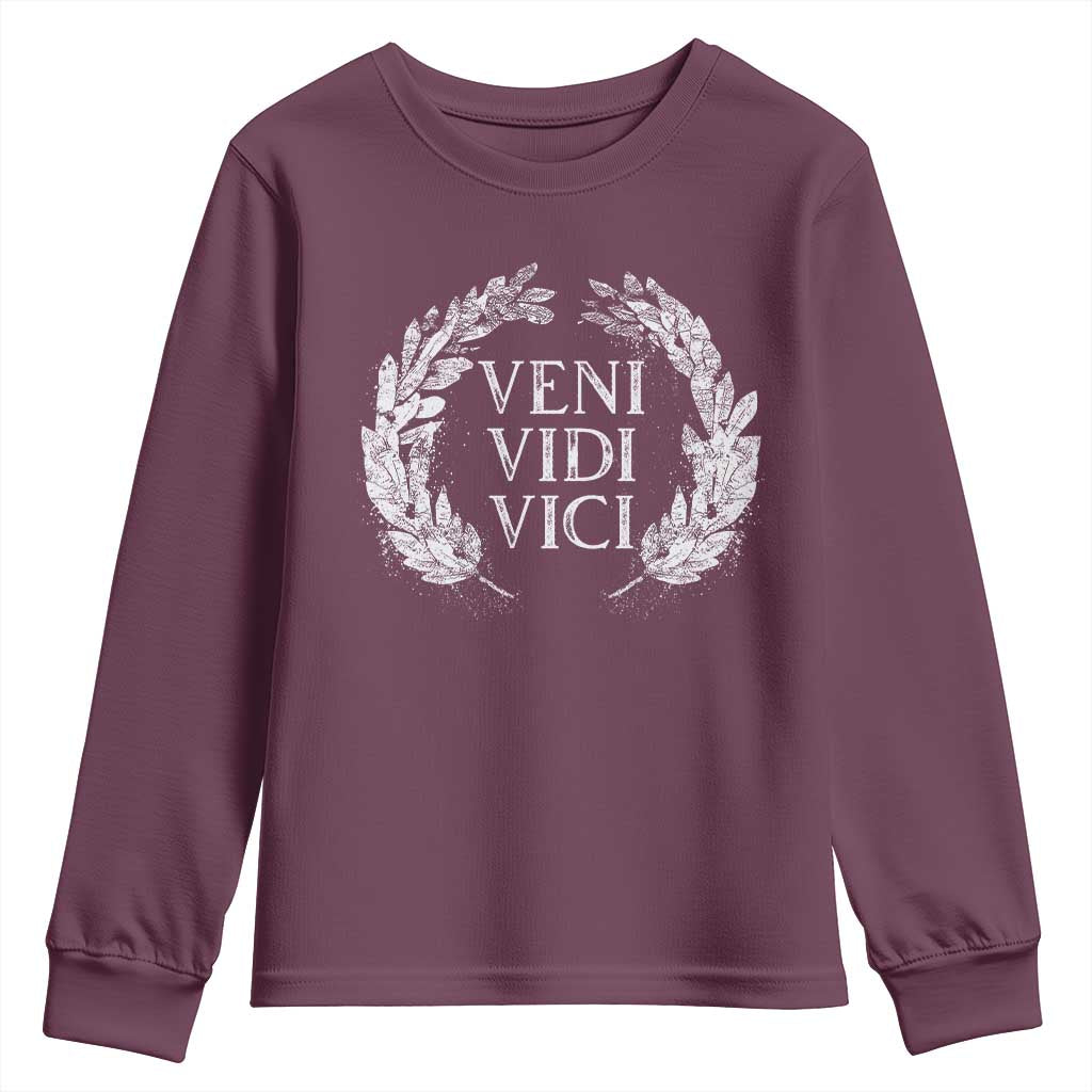 Julius Caesar Veni Vidi Vici Youth Sweatshirt Latin Roman History TS09 Maroon Print Your Wear