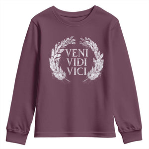 Julius Caesar Veni Vidi Vici Youth Sweatshirt Latin Roman History TS09 Maroon Print Your Wear