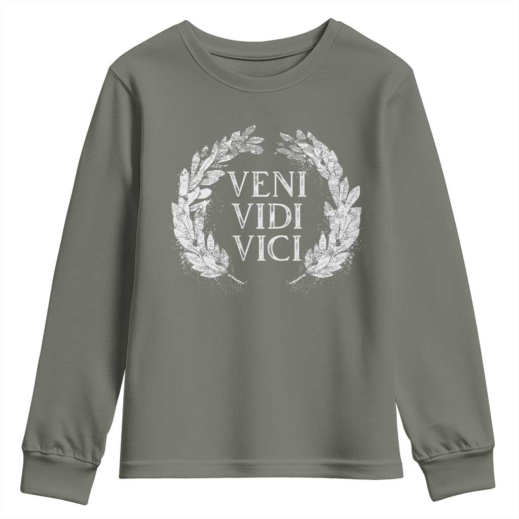 Julius Caesar Veni Vidi Vici Youth Sweatshirt Latin Roman History TS09 Military Green Print Your Wear
