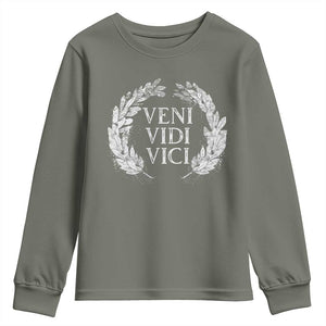 Julius Caesar Veni Vidi Vici Youth Sweatshirt Latin Roman History TS09 Military Green Print Your Wear
