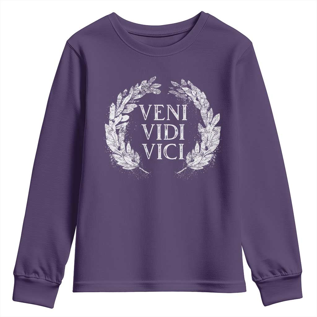 Julius Caesar Veni Vidi Vici Youth Sweatshirt Latin Roman History TS09 Purple Print Your Wear