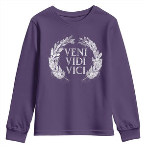 Julius Caesar Veni Vidi Vici Youth Sweatshirt Latin Roman History TS09 Purple Print Your Wear