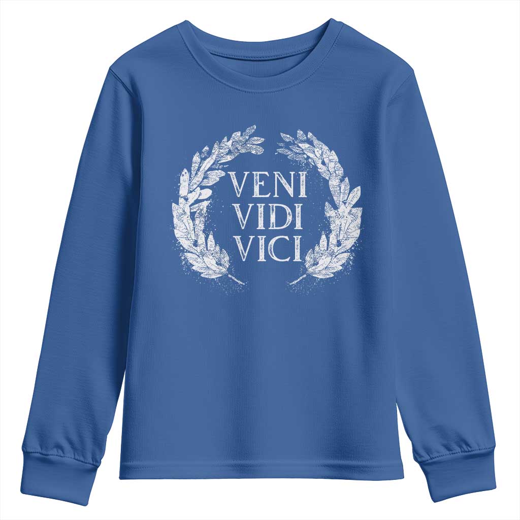 Julius Caesar Veni Vidi Vici Youth Sweatshirt Latin Roman History TS09 Royal Blue Print Your Wear