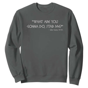 Julius Caesar Sweatshirt What Are You Gonna Do Stab Me Roman History TS09 Dark Heather Print Your Wear