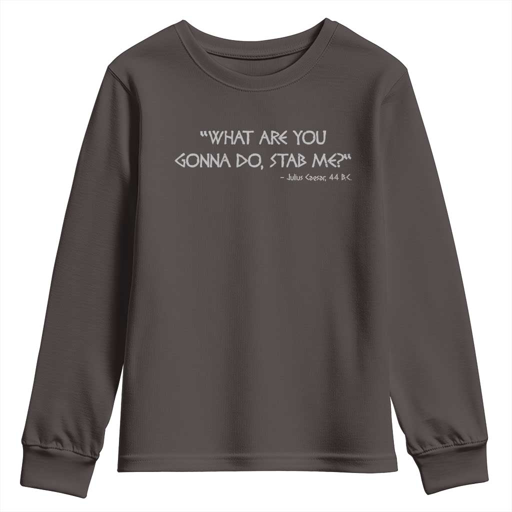 Julius Caesar Youth Sweatshirt What Are You Gonna Do Stab Me Roman History TS09 Dark Chocolate Print Your Wear