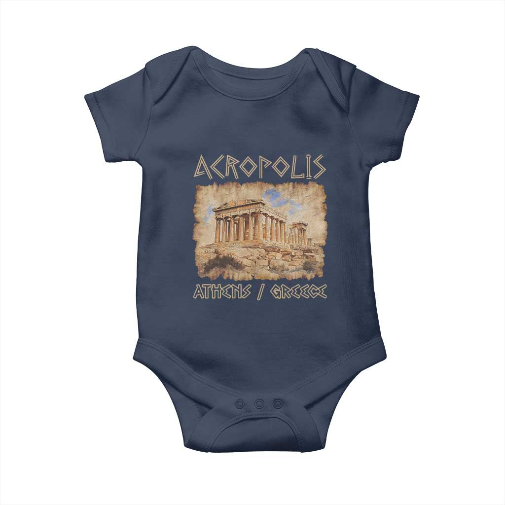 Acropolis Athens Greece Souvenir Greek Parthenon Baby Onesie TS09 Navy Print Your Wear
