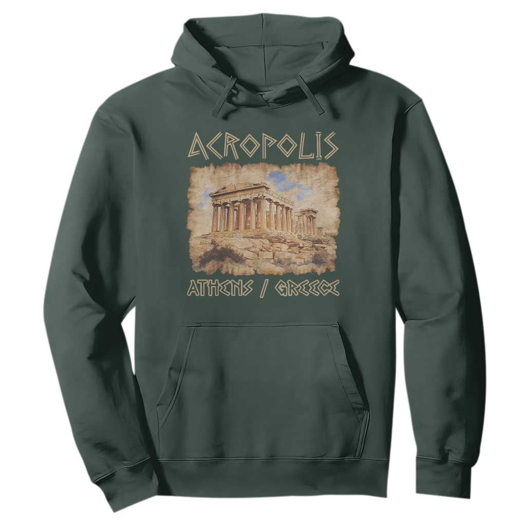 Acropolis Athens Greece Souvenir Greek Parthenon Hoodie TS09 Dark Forest Green Print Your Wear
