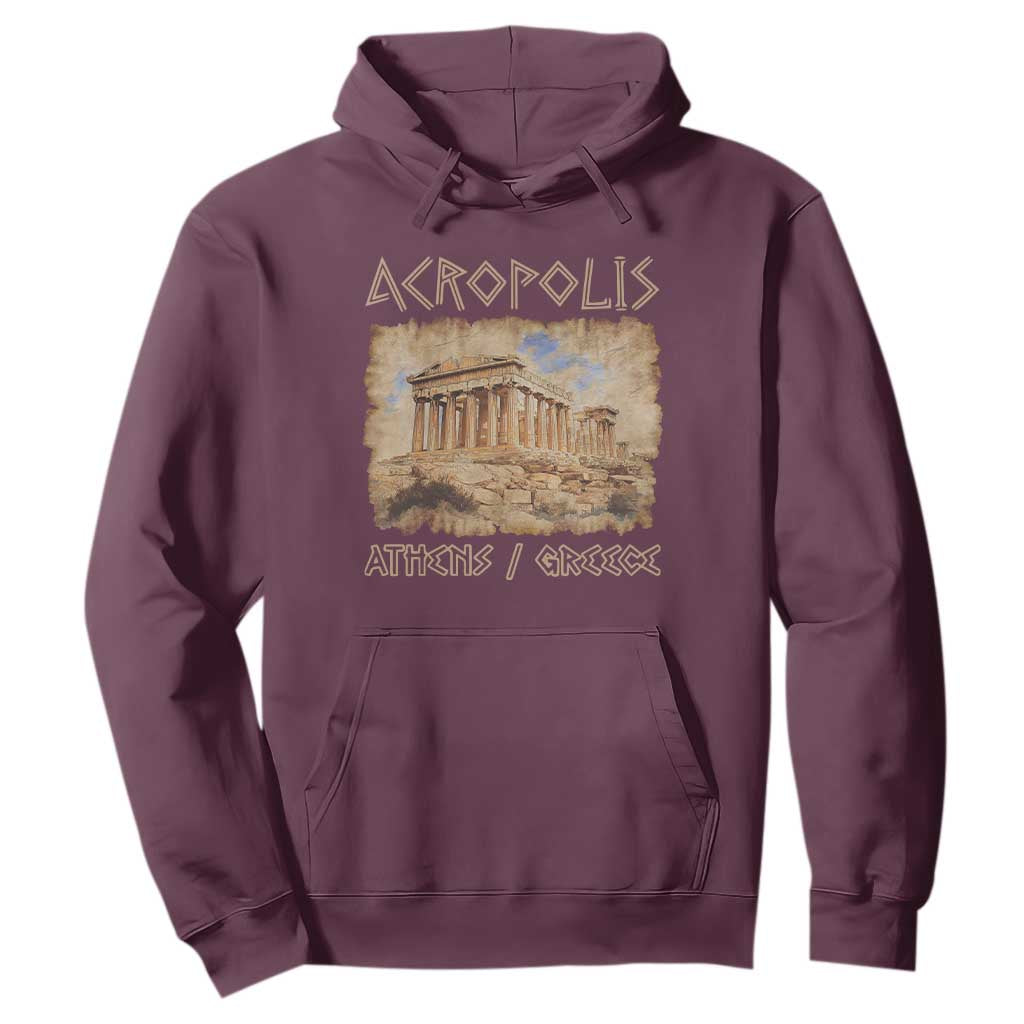 Acropolis Athens Greece Souvenir Greek Parthenon Hoodie TS09 Maroon Print Your Wear