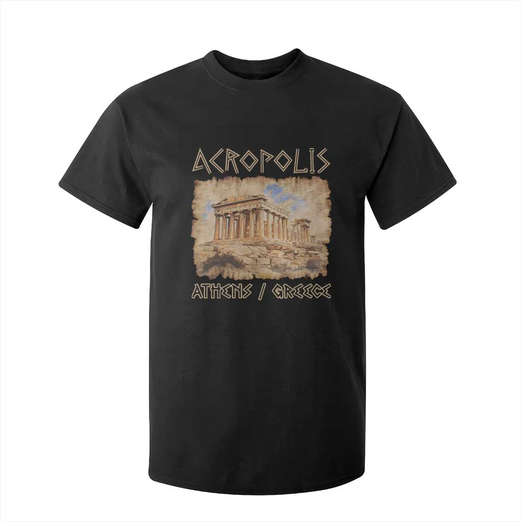 Acropolis Athens Greece Souvenir T Shirt For Kid - Greek Parthenon Youth Heritage Tee TS09 Black Print Your Wear