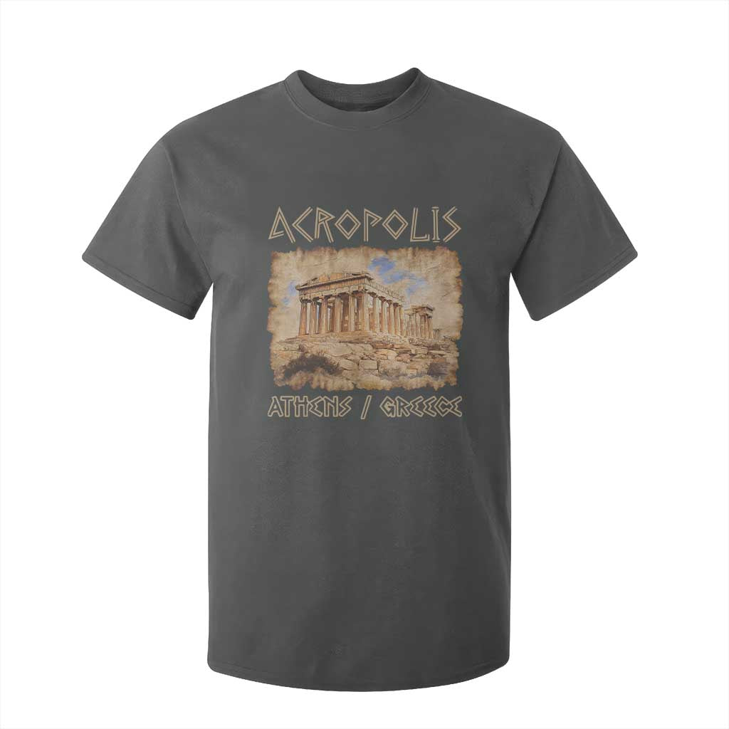 Acropolis Athens Greece Souvenir T Shirt For Kid - Greek Parthenon Youth Heritage Tee TS09 Dark Heather Print Your Wear