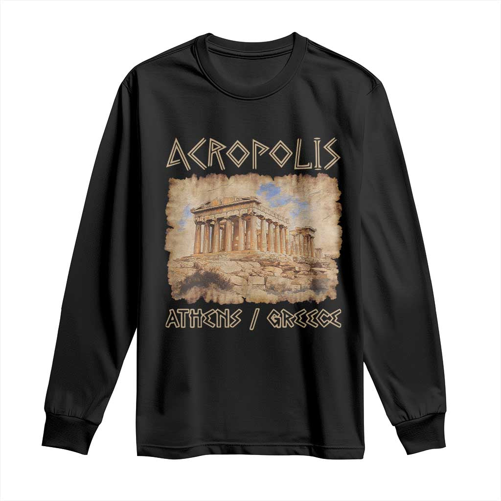 Acropolis Athens Greece Souvenir Greek Parthenon Long Sleeve Shirt TS09 Black Print Your Wear