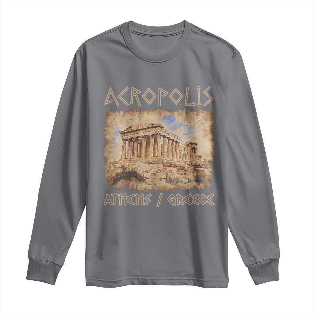 Acropolis Athens Greece Souvenir Greek Parthenon Long Sleeve Shirt TS09 Charcoal Print Your Wear