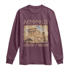 Acropolis Athens Greece Souvenir Greek Parthenon Long Sleeve Shirt TS09 Maroon Print Your Wear