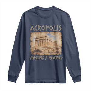 Acropolis Athens Greece Souvenir Greek Parthenon Long Sleeve Shirt TS09 Navy Print Your Wear