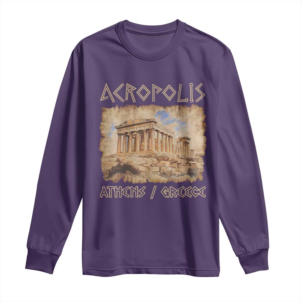 Acropolis Athens Greece Souvenir Greek Parthenon Long Sleeve Shirt TS09 Purple Print Your Wear
