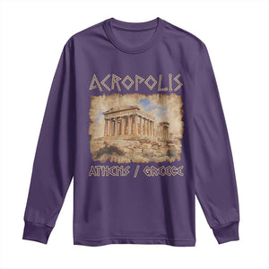 Acropolis Athens Greece Souvenir Greek Parthenon Long Sleeve Shirt TS09 Purple Print Your Wear