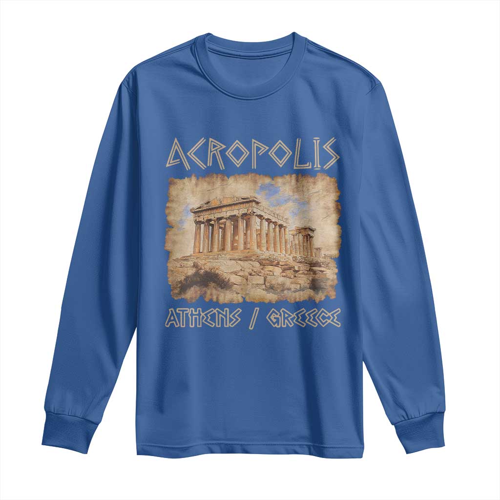 Acropolis Athens Greece Souvenir Greek Parthenon Long Sleeve Shirt TS09 Royal Blue Print Your Wear
