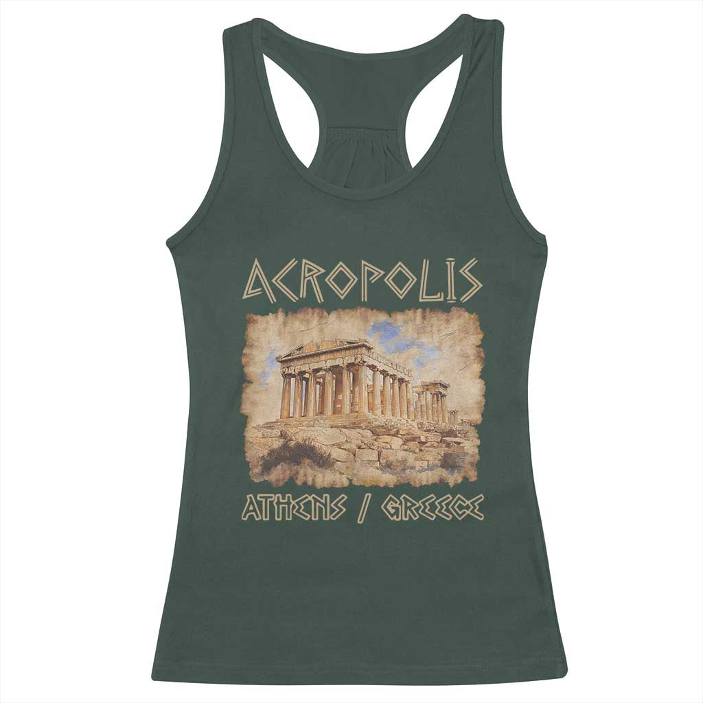 Acropolis Athens Greece Souvenir Greek Parthenon Racerback Tank Top TS09 Dark Forest Green Print Your Wear