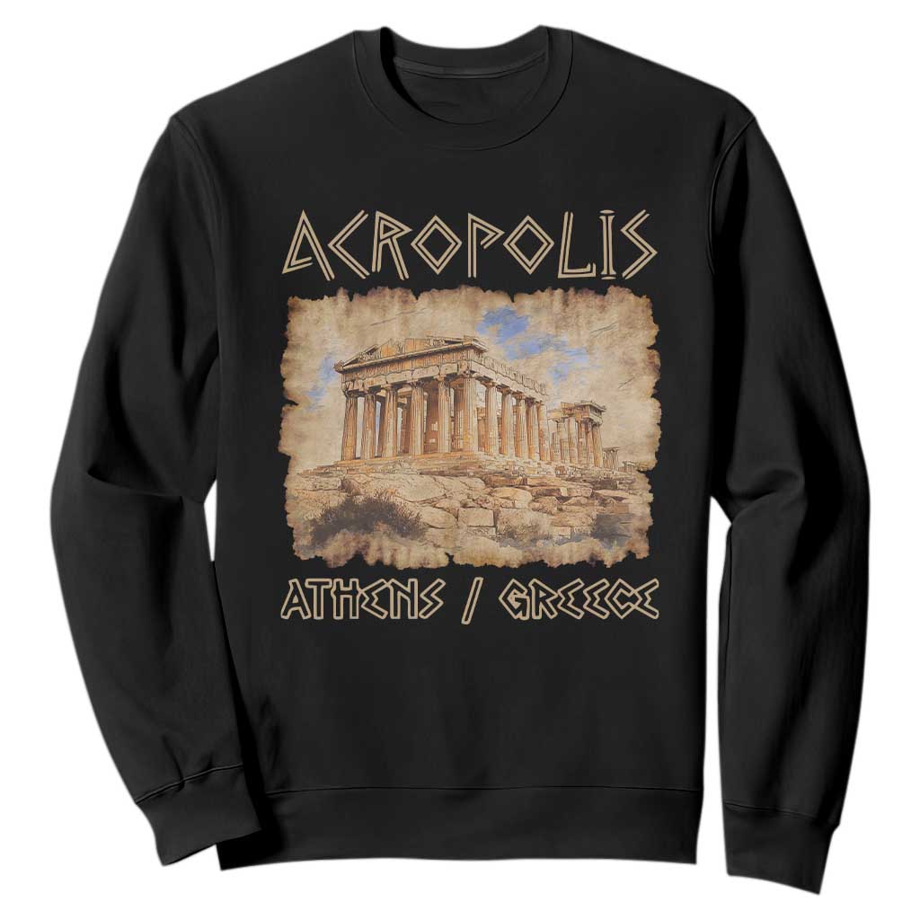 Acropolis Athens Greece Souvenir Greek Parthenon Sweatshirt TS09 Black Print Your Wear