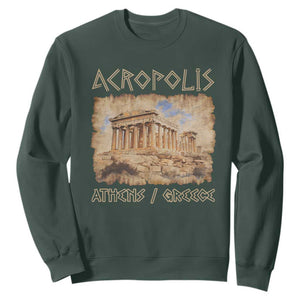 Acropolis Athens Greece Souvenir Greek Parthenon Sweatshirt TS09 Dark Forest Green Print Your Wear