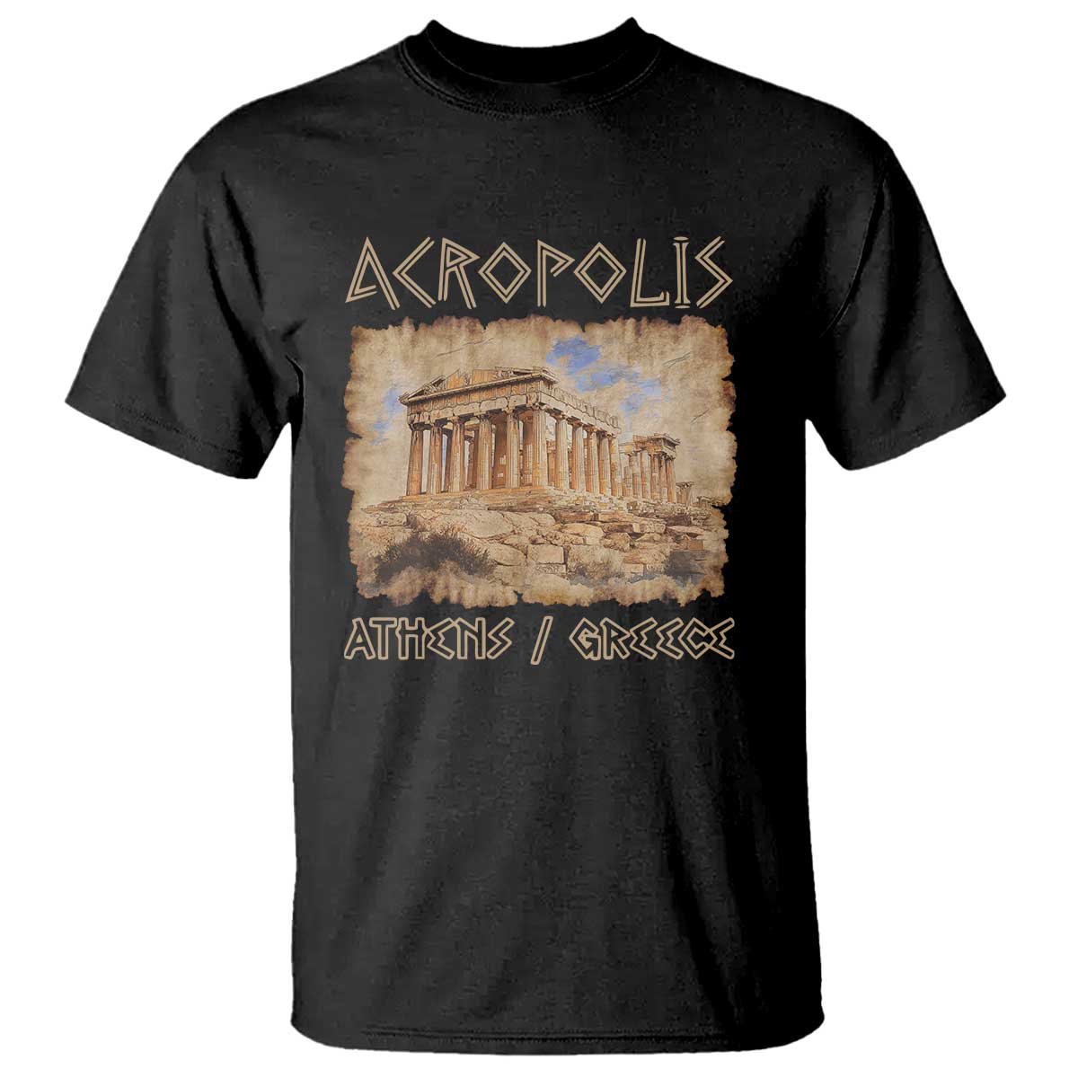 Acropolis Athens Greece Souvenir Greek Parthenon T Shirt TS09 Black Print Your Wear