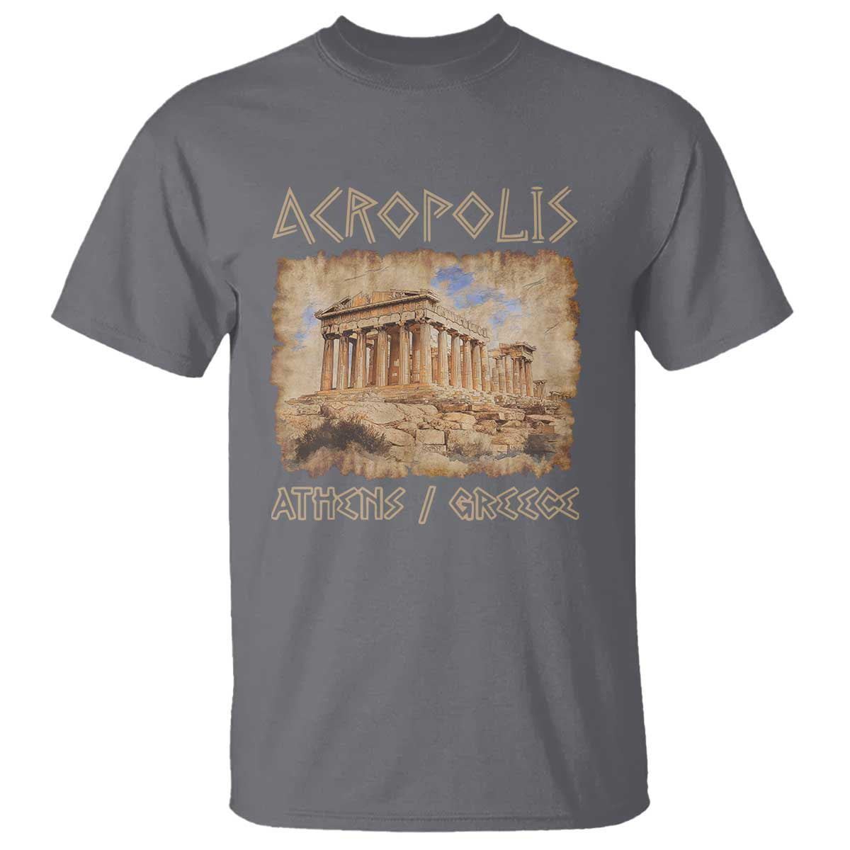 Acropolis Athens Greece Souvenir Greek Parthenon T Shirt TS09 Charcoal Print Your Wear