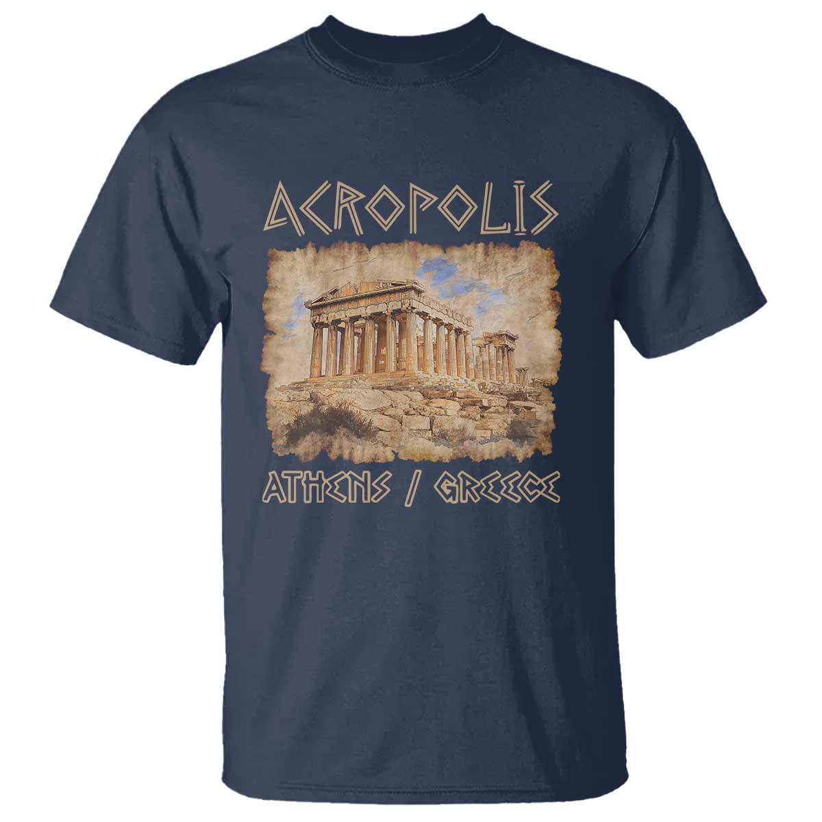 Acropolis Athens Greece Souvenir Greek Parthenon T Shirt TS09 Navy Print Your Wear