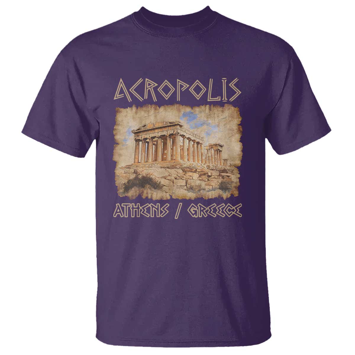 Acropolis Athens Greece Souvenir Greek Parthenon T Shirt TS09 Purple Print Your Wear