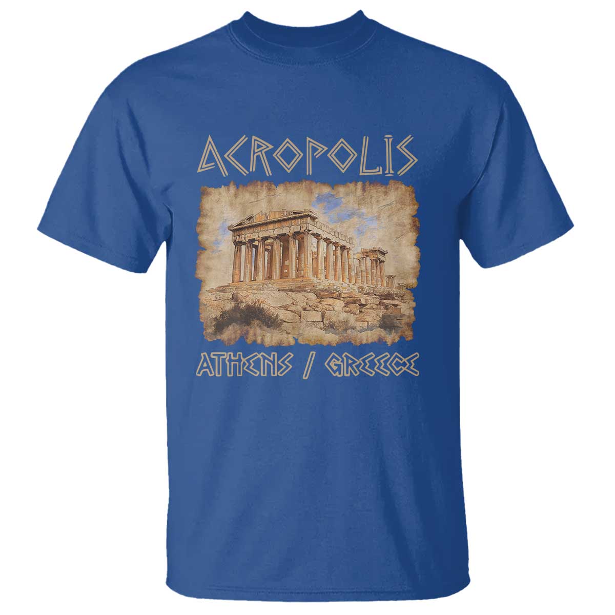 Acropolis Athens Greece Souvenir Greek Parthenon T Shirt TS09 Royal Blue Print Your Wear