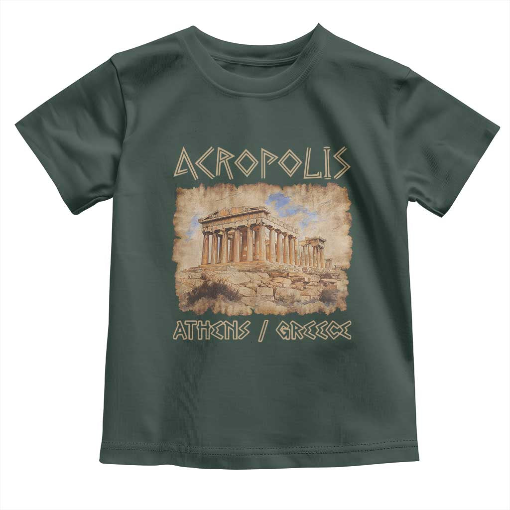 Acropolis Athens Greece Souvenir Greek Parthenon Toddler T Shirt TS09 Dark Forest Green Print Your Wear