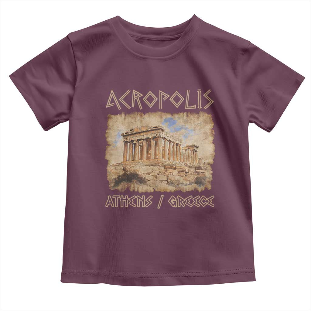 Acropolis Athens Greece Souvenir Greek Parthenon Toddler T Shirt TS09 Maroon Print Your Wear