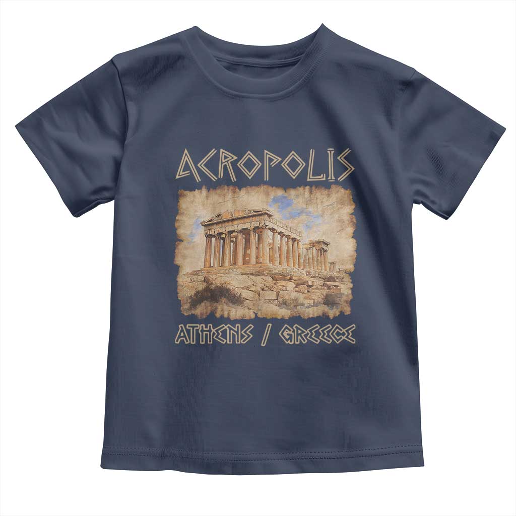 Acropolis Athens Greece Souvenir Greek Parthenon Toddler T Shirt TS09 Navy Print Your Wear