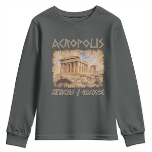 Acropolis Athens Greece Souvenir Greek Parthenon Youth Sweatshirt TS09 Dark Heather Print Your Wear