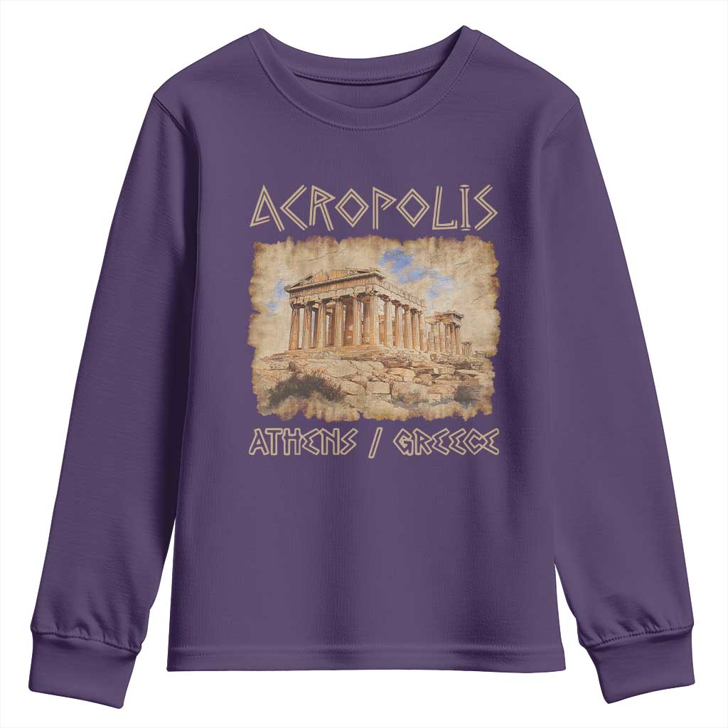 Acropolis Athens Greece Souvenir Greek Parthenon Youth Sweatshirt TS09 Purple Print Your Wear