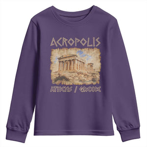 Acropolis Athens Greece Souvenir Greek Parthenon Youth Sweatshirt TS09 Purple Print Your Wear
