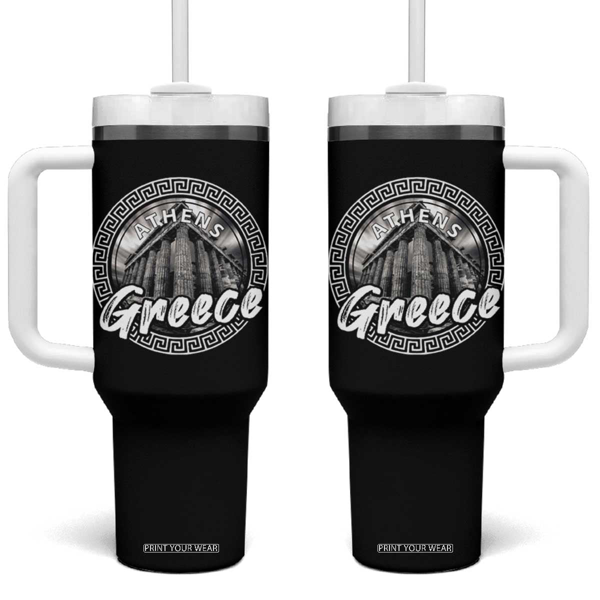Greece Athens Parthenon Acropolis Tumbler With Handle TS09 One Size: 40 oz Black Print Your Wear